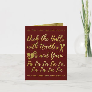 Holiday Knitting Deck the Halls Crimson + Gold Card