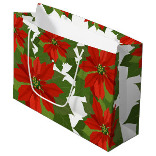 Holiday Large Gift Bag-Poinsettias Large Gift Bag