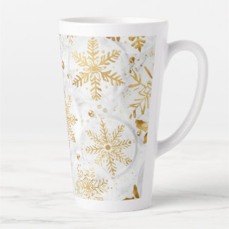 Holiday latte cup in gold and white