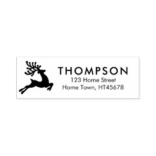 Holiday Leaping Reindeer Return Address Self-inking Stamp