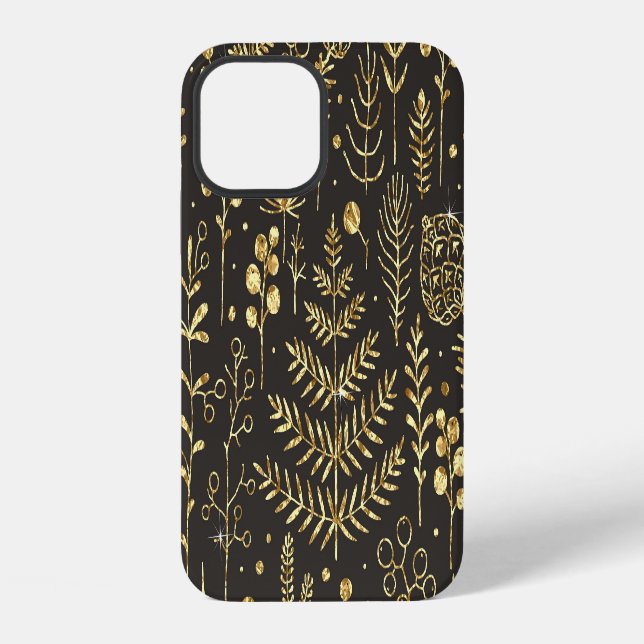Holiday Leaves: Vintage Pine Cone Pattern iPhone Case (Back)
