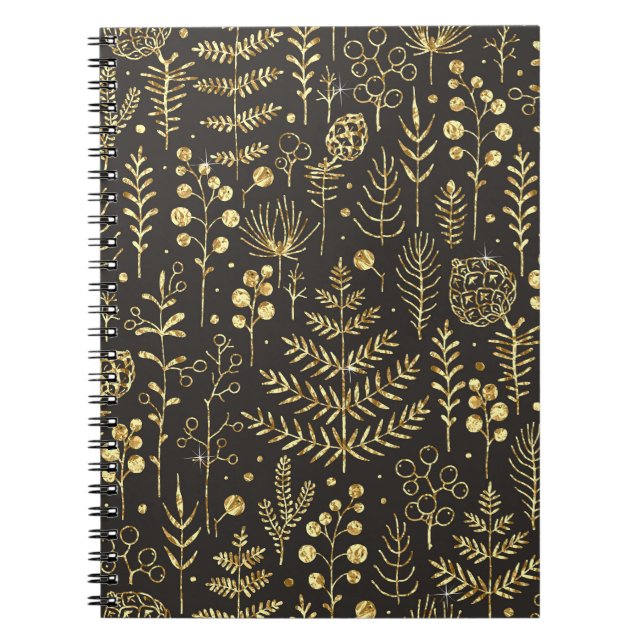 Holiday Leaves: Vintage Pine Cone Pattern Notebook (Front)