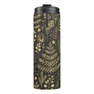 Holiday Leaves: Vintage Pine Cone Pattern Thermal Tumbler