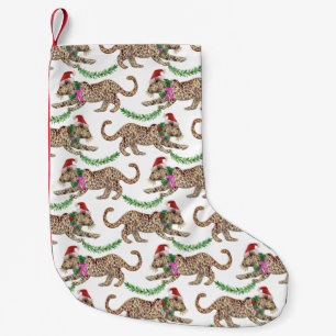 Holiday Leopard Parade Small Christmas Stocking