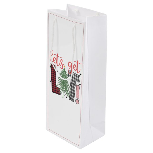 Holiday Let’s Get Lit Fun Christmas  Wine Gift Bag (Front Angled)