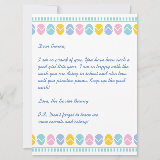 Holiday Letter from the Easter Bunny (Front)