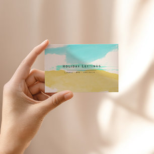 Holiday lettings blue sky and yellow beach business card