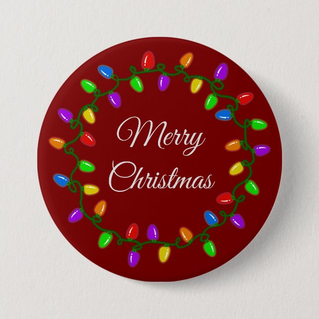 Holiday Lightbulb Wreath  7.5 Cm Round Badge (Front)