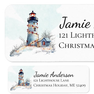 Holiday Lighthouse Christmas Return Address