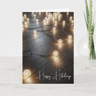 Holiday Lights On a Wood Floor Card