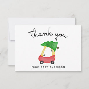 Holiday Little Red Car Baby Shower Thank You Card