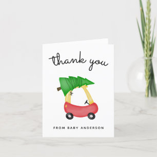 Holiday Little Red Car Baby Shower Thank You Card