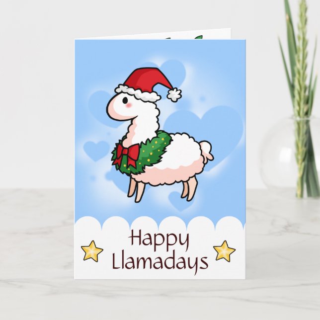 Holiday Llama Elf Card (Front)