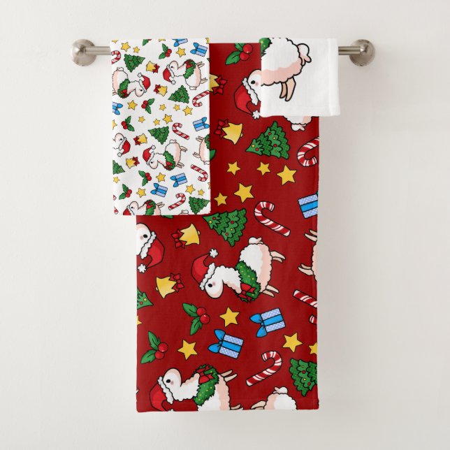 Holiday Llama Madness Bath Towel Set (Insitu)