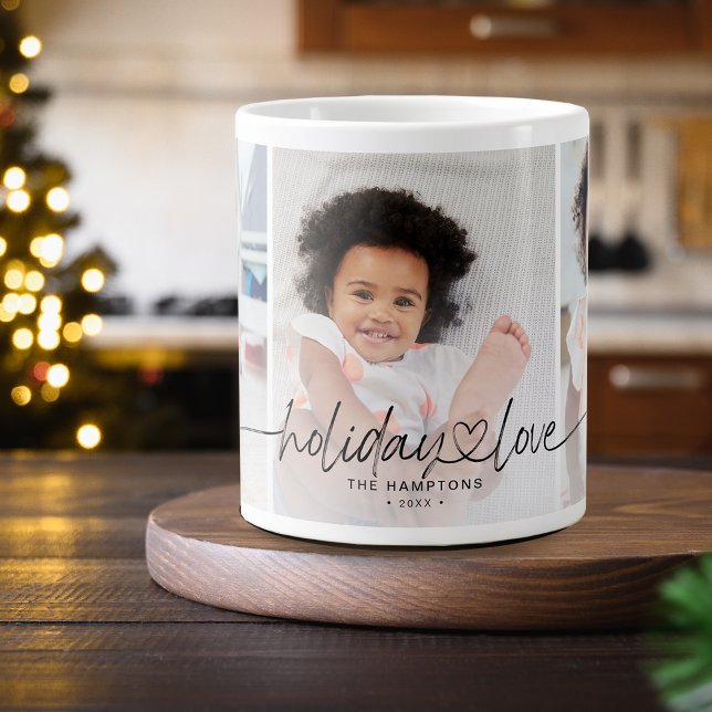 Holiday Love 3 Photos Large Coffee Mug (Holiday Love 3 Photos Giant Coffee Mug)