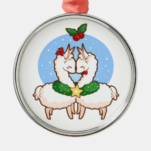 Holiday Love Llamas Metal Tree Decoration