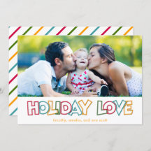 Holiday Love Merry & Bright Christmas Photo card