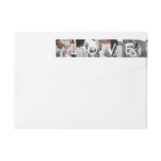 Holiday Love | Modern Minimal Multiple Grid Photos Wrap Around Label (Back)