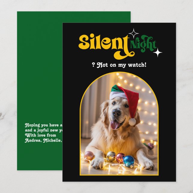 Holiday Luxe Funny Retro Pet Dog Christmas Photo Card (Front/Back)