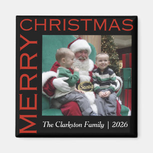 Holiday Magnet Family Photo with Merry Christmas