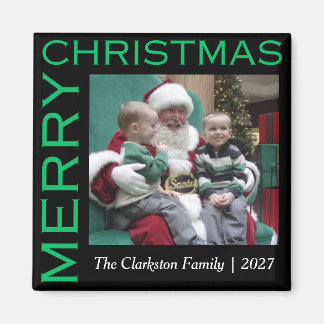 Holiday Magnet Family Photo with Merry Christmas