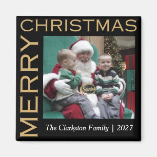 Holiday Magnet Family Photo with Merry Christmas