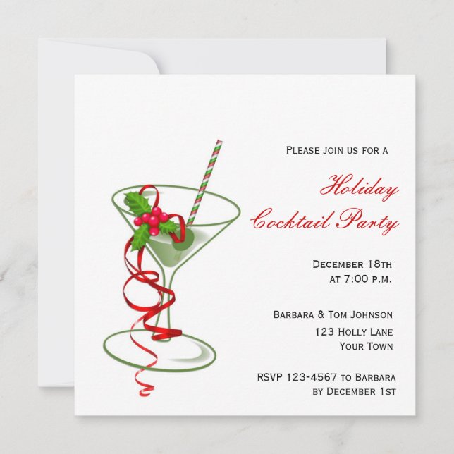 Holiday Martini Cocktail Party Invitation (Front)