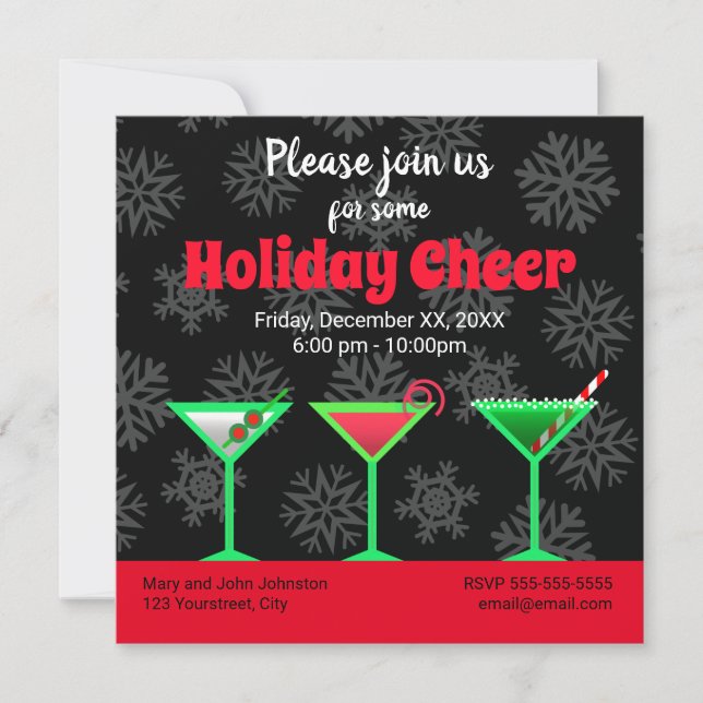Holiday Martini Cocktail Party Invitation (Front)