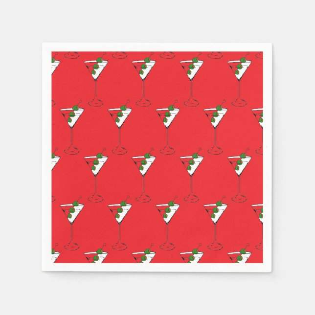 Holiday martini glass napkins  (Front)