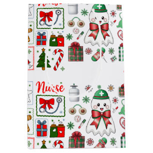 Holiday Medical with Stethoscope Christmas Nurse Medium Gift Bag
