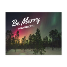 Holiday Merry & Bright Northern Lights Postcard