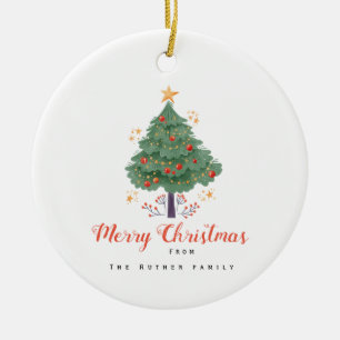 Holiday merry christmas family ceramic tree decoration