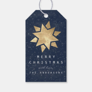 Holiday Merry Gift To Christmas Star Gold Navy Tags