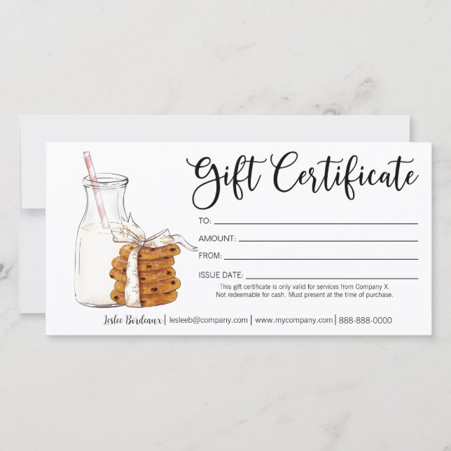 Holiday Milk and Cookies Gift Certificate (Front)