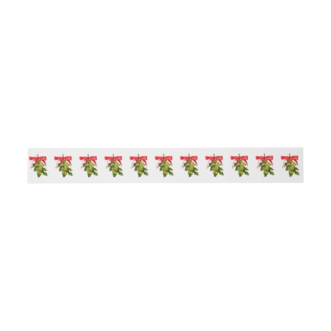 holiday mistletoe pattern invitation belly band (Flat)