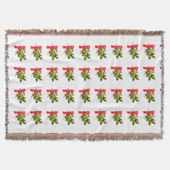 Holiday mistletoe throw blanket (Front)