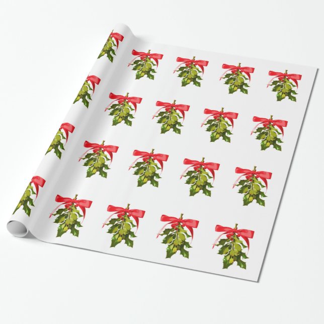 holiday mistletoe wrapping paper (Unrolled)