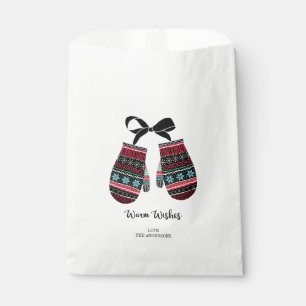 Holiday Mittens Warm Wishes Christmas Favour Bag