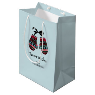 Holiday Mittens Warm Wishes Christmas Gift Bag