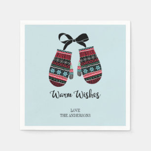 Holiday Mittens Warm Wishes Christmas Napkins