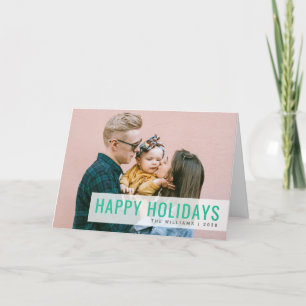 Holiday Modern Photo   Fun Stylish Family Coral Card