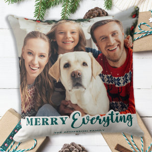 Holiday Modern Photo Personalised Family Christmas Cushion