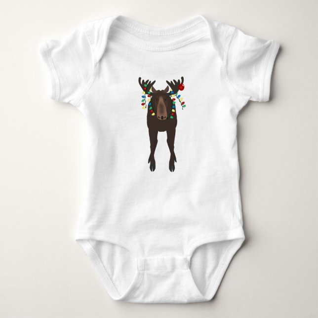 Holiday Moose Baby Bodysuit (Front)