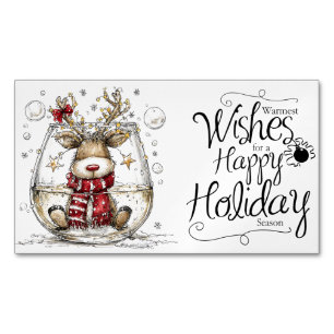 Holiday Moose Warmest Wishes Magnetic Business Card