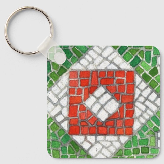 HOLIDAY MOSAIC Aluminium Square Keychain (Front)