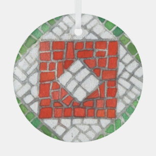 HOLIDAY MOSAIC Glass Circle Ornament