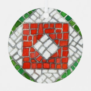 HOLIDAY MOSAIC Metal Circle Ornament