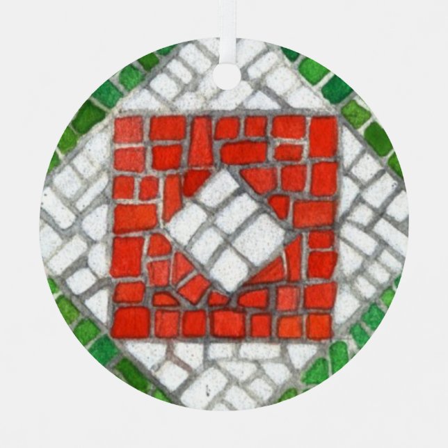 HOLIDAY MOSAIC Metal Circle Ornament (Front)