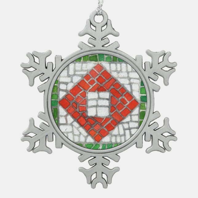 HOLIDAY MOSAIC Pewter Snowflake Ornament (Front)