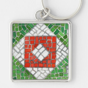 HOLIDAY MOSAIC Square Metal Keychain